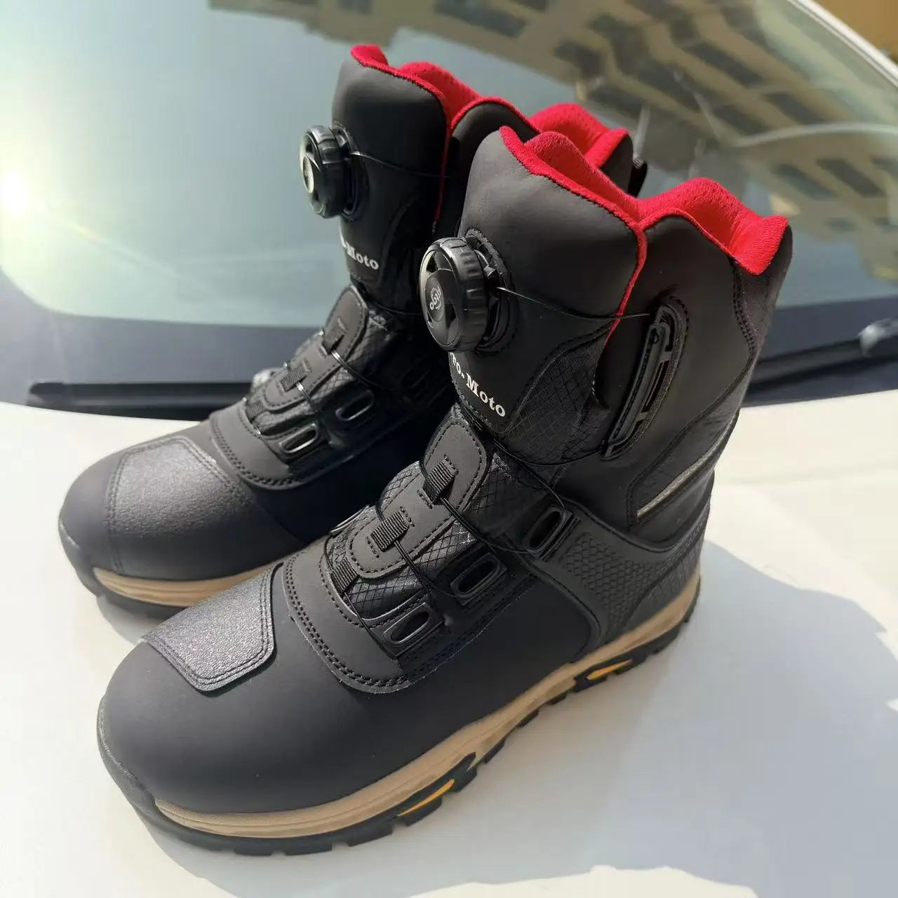 Hots Motorradstiefel für Herren, wasserdicht, atmungsaktiv, sturzsicher, für Fahrer, Straßenrennen