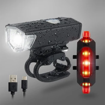 Fahrradlicht USB LED Wiederaufladbares Set Rennrad Vorder- und Rücklicht Lampe Taschenlampe Fahrradbeleuchtung